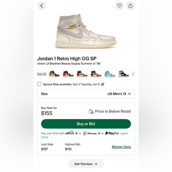 Nike Air Jordan 1 High Union LA Bephies Beauty Supply Summer of ‘96 - Size 13 - Picture 13 of 13